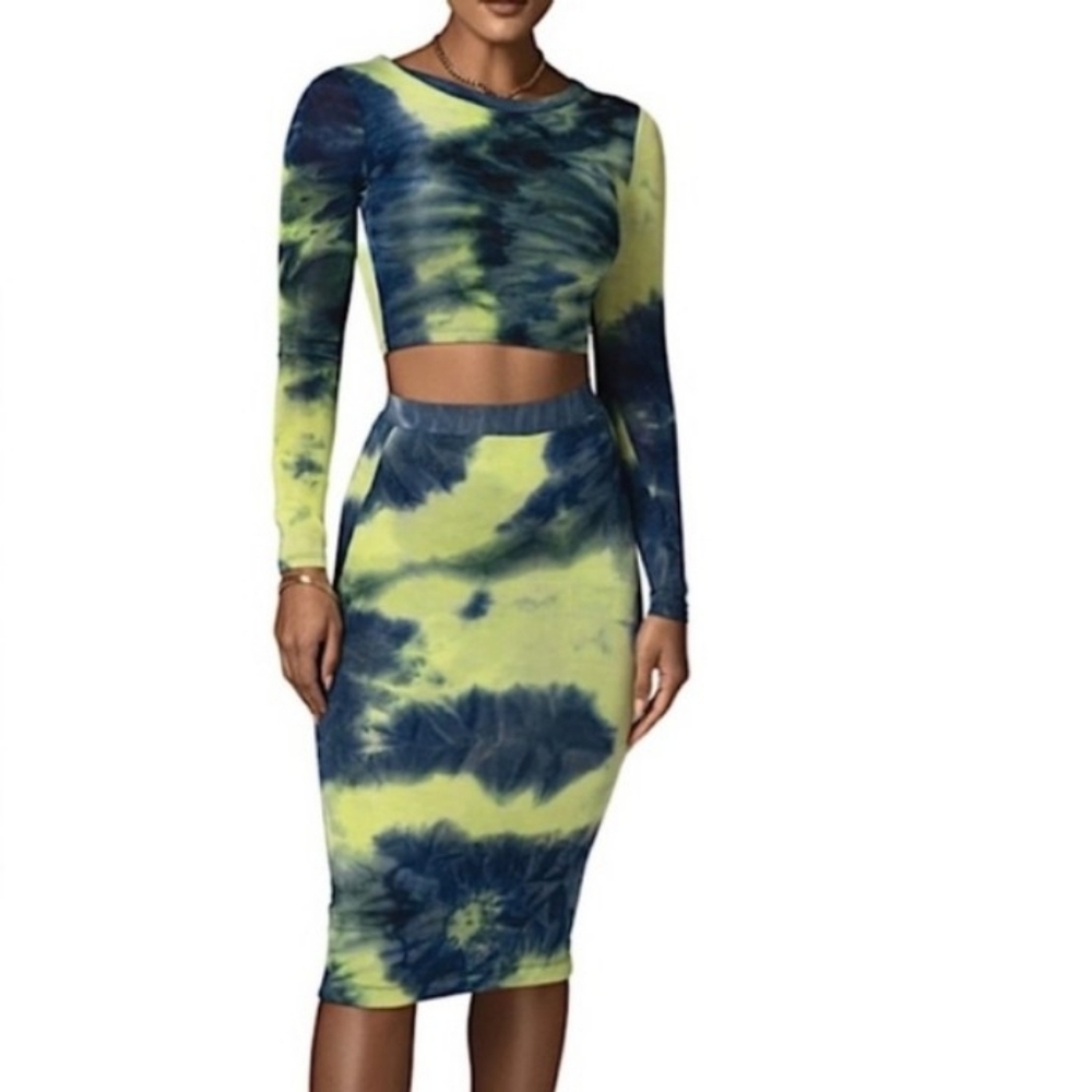 Jluxlabel Tie-Dye Long Sleeve Skirt Set